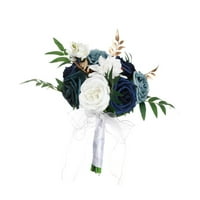 Bridesmaid cvijet mladenka drži vjenčani buket za vjenčanje dom diplomiranje plavo bijelo