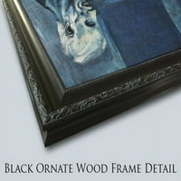 Umjetnik u svom studiju velikog crnog ukrašenog drveta uokvirenog platna reckandt