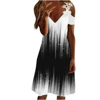 Haljine za žene Ljetna casual haljina cvjetna V-izrez kratki rukav A-line haljina srednje duljine labave