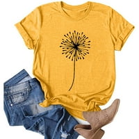 Ženski vrhovi ženske modne cvijeće tiskare O-izrez kratke majice labava bluza majica majica žuti xxxl