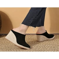 TENMI dame pumpe klizne na klin sandalama za prazne espadrile zatvorene prstiju casual cipele ženske prozračne udobne papuče crna 7,5