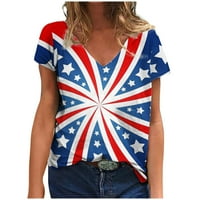 Dianli Womens Bluze i vrhovi Dressy Day Neovisnost Modni labavi Fit Comfy Patriotske majice Ljetna zvijezda