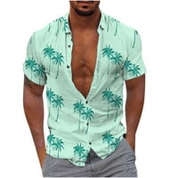 Muška modna casual tipke Hawaii Ispis Ispis bluza s kratkim rukavima u prodaji