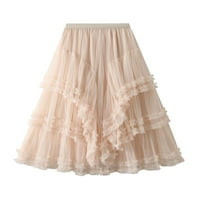 LIERRAM WOOL HALY haljine Čvrsto kolor ruffle slojevirana mreža Spring Summer Street Casual Party suknja
