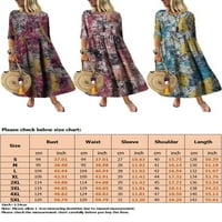 Grianlook Women Ljeto plaža Sundress Crew Crt Maxi Haljine Cvjetni ispis Duga haljina Ženska labava