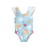 GENUISKIDS Dojenčiji djevojčice Ljeto jednodijelno kupaće kostime rukavice bez rukava Shell Starfish Print kupaći kostim Djeca Slatka luka Backeless Bikini odjeća