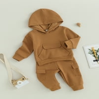 Jaweiwi Baby Toddler Boys Halts Set odjeće, 2T s dugim rukavima s dugim rukavima s elastičnim strukom