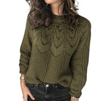 Fueri jesen zimska ženska modna posada vrata slim fit dugi rukav šuplji izleti pleteni džemper od puloverskog