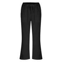 Teretne pantalone za žene Radne ležerne odjeće Ljeto u boji Elastična struka pamučna posteljina široka