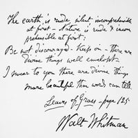 Rukopis Walta Whitmana. Fragment i potpis nautografskim rukopisa. Poster Print by