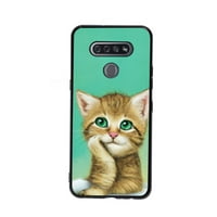 Slatka mačka mačka zelena futrola za zelenu telefon za LG k za žene muškarci Pokloni, mekani silikonski stil otporan na udarce - slatka mače zelena futrola za LG K51