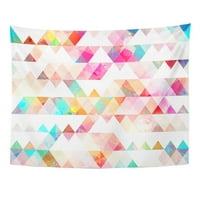 Ružičasti geometrijski dugi trokut sa grunge efektom plave boje miriljka zidne umjetnosti viseći tapisery