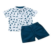 Wybzd Toddler Baby Boy Shorts Postavite dinosaur s kratkim rukavima majica dolje majica ljetne odjeće Plave 2- godine