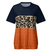 Ženske košulje kratkih rukava Crke Ležerne prilike Leopard Boja blok labava majica narančasta m