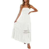 Ženski ljetni boemski kaiševi bez ramena Oprema za ramenu, Flowless Flowy Line Beach Long Maxi haljina