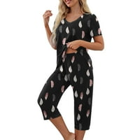 Pajama odijela za žene ljetne cvjetne tiskane tiskane s kaprisom set Comfy Spavaće kućne odjeće Lounge setovi