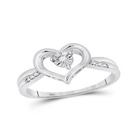 Sterling Silver ženski okrugli dijamantski prsten za srce CTTW