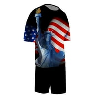 Muški kratki setovi odjeću Američka zastava Majica kratkih rukava i kratkih kratkih kratkih kratkih