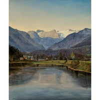 Ferdinand Georg Waldmüller Black Ornate uokviren dvostruki matted muzej umjetnički print pod nazivom: pogled na jezero Altaussee i Dachstein
