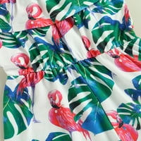SUNISERY KIDS DICE GIRKE Ležerne prilike Ležerne prilike i Flamingo Print Brod Compans Bodysuit Green