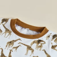Novorođene novorođenčad za bebe Boys Ljetni outfit setovi kratkih rukava jelena tiskana majica + smeđe