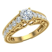 Dijamantni zaručnički prsten za žene Vintage Style 14K Zlatni prsten 1. CT TW