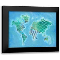 Fisk, Arnie Crna Moderna uokvirena muzejska umjetnost Print pod nazivom - Globalna mapa svjetske uzorke