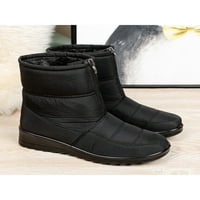 Ženske tople cipele plišane obložene čizme Srednji teletski zimski boot casual čitosti Dame Prednji zip klasični crni 5,5