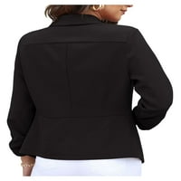 Stoljetni ženski bluže odijelo rukavac s rukavima od jakne za jakna poslovnog kaputa svečana uredski bluže bluže crne s