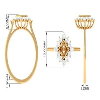 Sertifikovani moissan zaručni prsten za žene - 1. CT - D-VS kvalitet, 14k žuto zlato, US 5,00