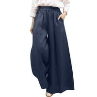Entyinea široke pantalone za noge za žene, ženske casual labavo elastične hlače visoke strukske pantalone