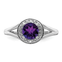 Auriga Sterling srebrni 0,76ct okrugli rez ametist i dijamantskih zaručničkih prstena - za žene