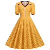 Haljina za žene Ljetna lutka Dot Štampanje troslojnog pletene haljine žute 8