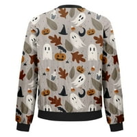 Feternalne jakne za žene dugih rukava lagana zip useljena modna Halloween Print Outerwear Casual Quilted