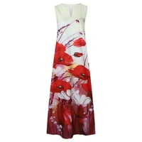 Ženska ljetna majica haljina modnog gumba Pocket Maxi haljine na plaži Ležerne prilike Flowy Floral
