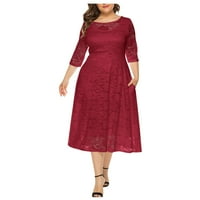 Žene Ljeto Ležerne prilike Custo line haljine V-izrez za lakvice naprijed, ženske haljine crvene 4xl