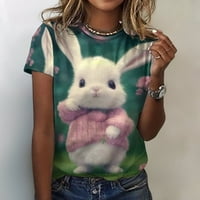 Ženske košulje za životinje Majice Sretni uskršnji zečji grafički okrugli vrat kratkih rukava pulover slatka vrhova bluza