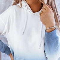 Žene plus veličina dugih rukava s dugim rukavima gradijentna boja blok labava dukseri sportski pulover vrhovi sa džepom