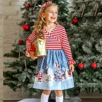 Wesrecia Girls haljine dječje djece dječje djevojke božićne santa prugaste patchwork princeze haljine odjeća