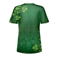 Ženski bluze Ženska casual moda Dan St. Patrickov zapis uzorak majica kratkih rukava tamnozeleni xxl