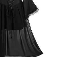 CETHRIO ženske haljine - dugih rukava od punog ramena Čvrsta nepravilna čipka čipka, haljina od šifona