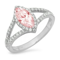 1.2ct Marquise rez ružičasti simulirani dijamant 18k bijeli zlatni godišnjica Angažovanje halo prstena