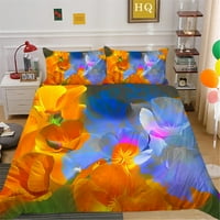 Plava i narančasta cvijeće prekrivač posteljina Podesite visokokvalitetne kuće za krevete Posteljine,