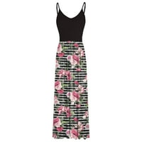 KROZAČENO Ženski džep bez rukava Ležerne cvjetne tiskarske plaže Long Maxi Labava haljina