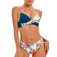 Tking Fashion Women kupaći kupaći kostimi Thong Micro Bikini Ispis Dvije set kupaće kostim boja plivajuća
