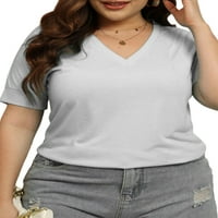 Ženska majica kratki rukav plus veličina Veličina V izrez Ljetne t majice Baggy Tee Holiday Tunika Bluza