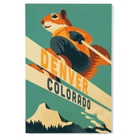 Denver, Kolorado, Skijaška vjeverica Birch Wood Zidni znak