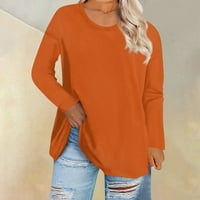 Bluze stabilna odjeća Veliki vrhunski okrugli vrat labavi i udobni majica s dugim rukavima Casual Orange