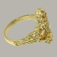 Britanci napravio 14k žuto zlatni kubični cirkonijski i citrinski ženski prsten izjave - Veličine opcije