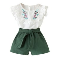BABY Cvjetni ljetni vrhovi + kratke hlače Ruffle Kid Outfits vez za vez za mali majica Djevojka DIZA